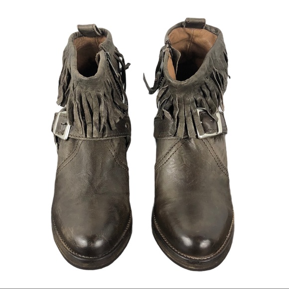 🆕 All Saints Bonny Cuban Fringe Harness Boots - Picture 5 of 12